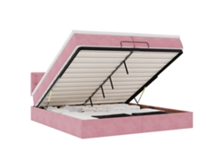 Maison Exclusive - Estructura De Cama Otomana Colchones Terciopelo Rosa 200x200cm