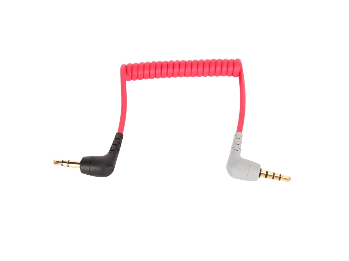 Cable enrollado TRRS de 3,5 mm a 3,5 mm, ángulo recto, macho a macho, cable de micrófono para teléfono/tableta Rode SC7