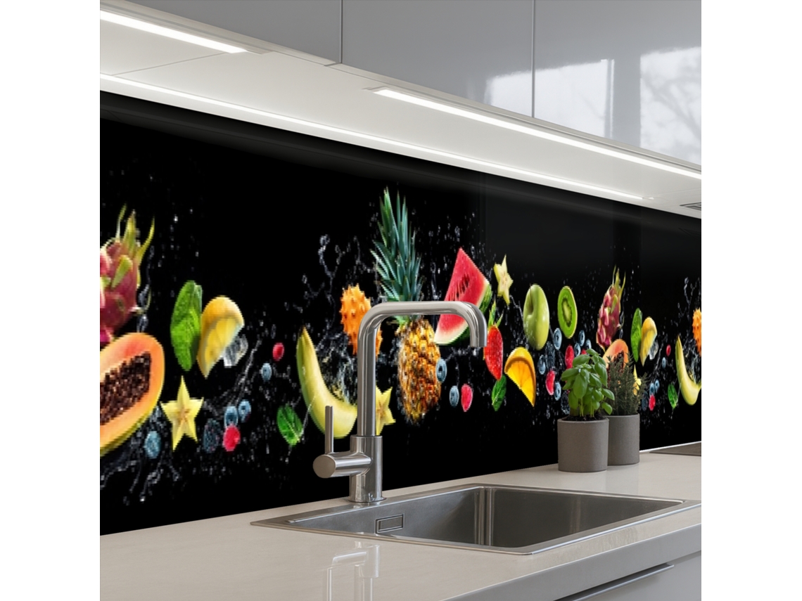 Salpicaderos De Cocina Splash - Fruta - Negro 500x60 Cm