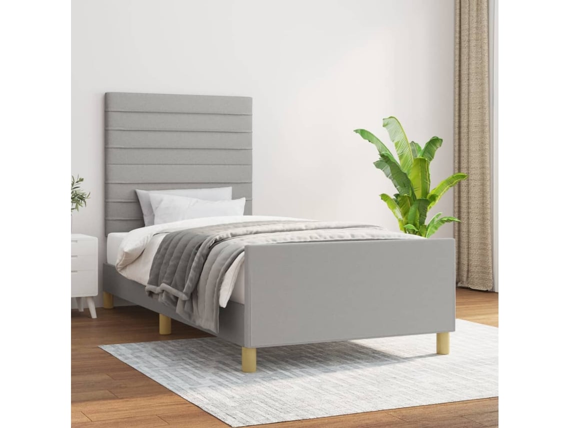 Estructura De Cama Sin Colchón Tela Gris Claro 80x200 Cm