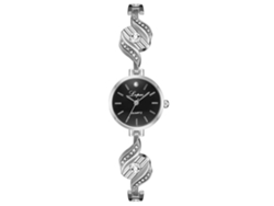 Reloj De Pulsera De Cuarzo Para Mujer Con Decoración De Diamantes De Imitación, Aleación De Moda, Oro Rosa + Negro.
