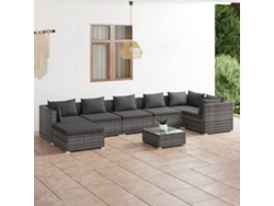 Conjunto de jardín de 8 piezas con cojines de mimbre gris de DKD Home Decor