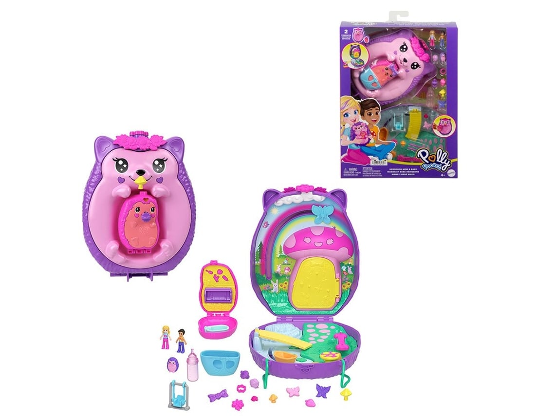 Cofre Bolso Mama Erizo Y Bebe Para Mini Muñecas Polly Pocket