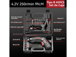 (modelo B45 En Caja) Juego De Destornilladores Eléctricos Inalámbricos Recargables De 4,2 V Con Batería Y Taladro