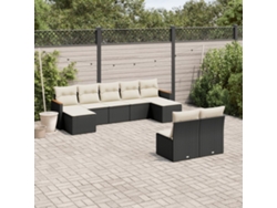 Conjunto de sofás de jardín de 9 piezas DKD Home Decor con cojines de mimbre negros