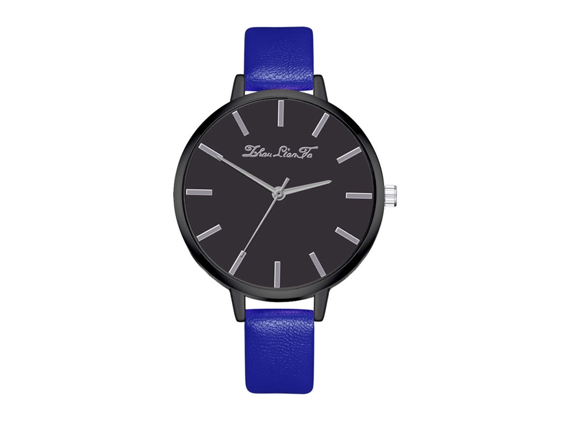 Reloj De Pulsera Para Mujer Zhoulianfa, Estilo Sencillo, Correa De Pu, Esfera Redonda, Cuarzo Azul.