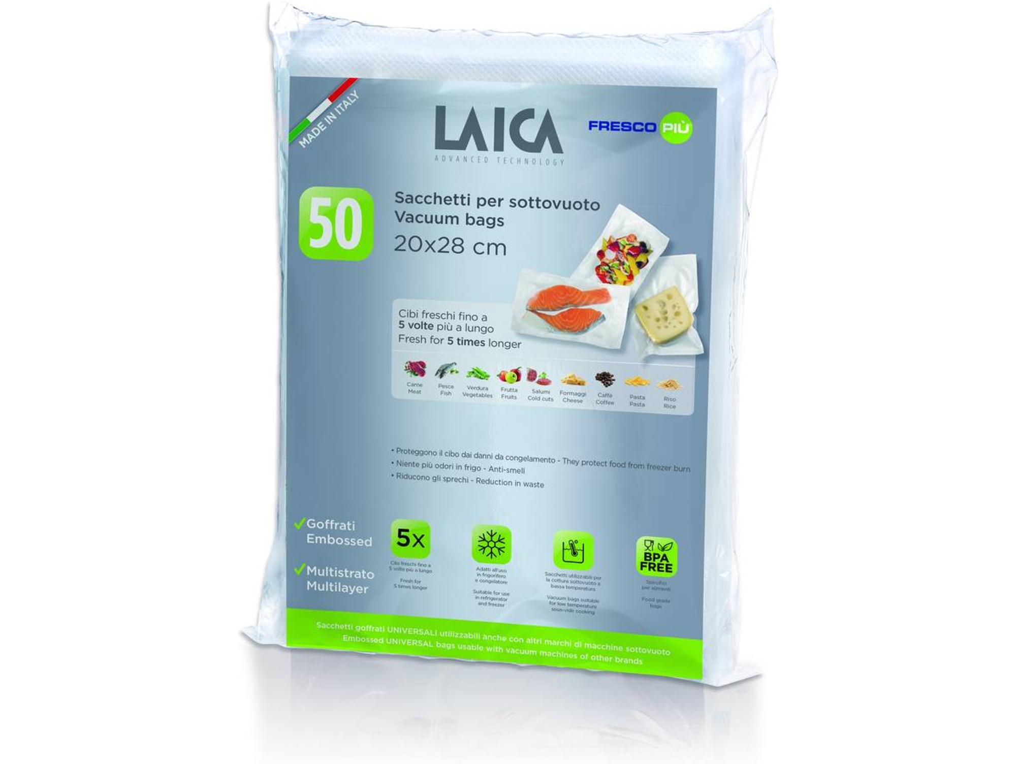 Pack de 50 bolsas para Envasado al Vacío LAICA VT3504 (20x28x2 cm)