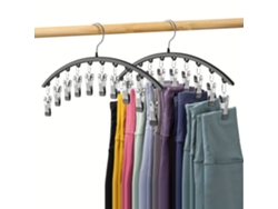 Perchero curvo con 10 pinzas metálicas para ropa y 10 pegatinas para leggings. MDUG (2 piezas)