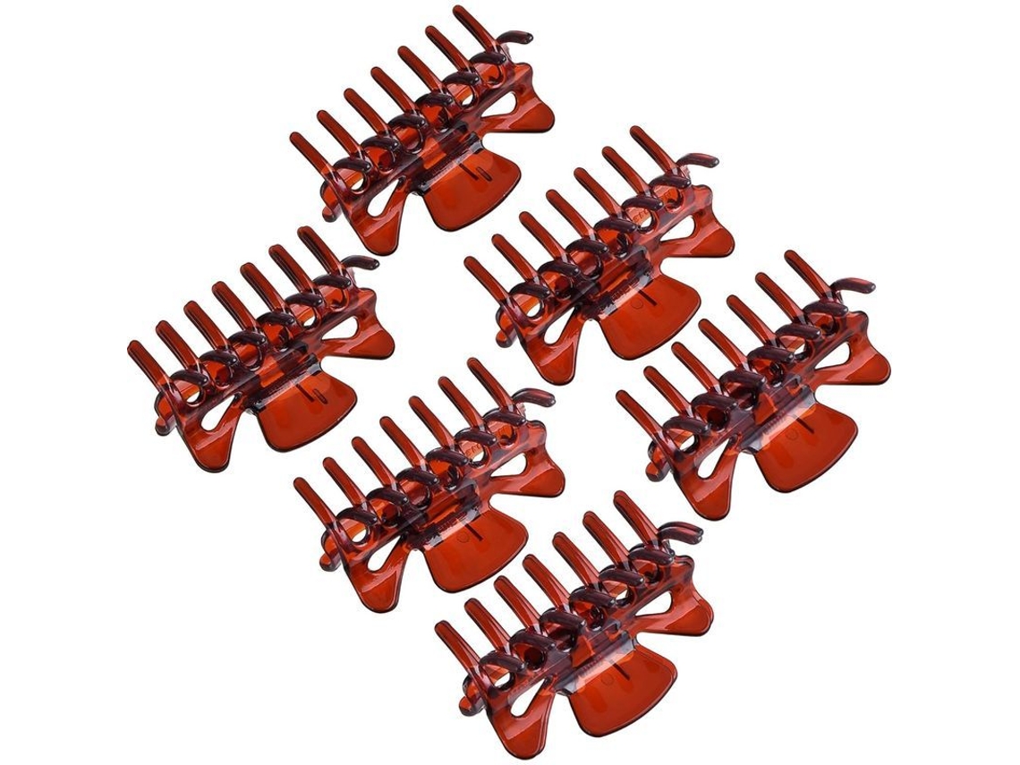 6 Peines De Plástico Con Forma De Bucle, Con Garras Entrelazadas, De Color Marrón, De 6 Cm, Para Adultos Y Niñas.
