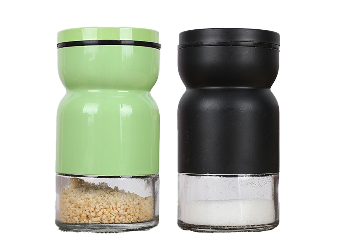 Kit de 4 tarros de especias grises y blancos