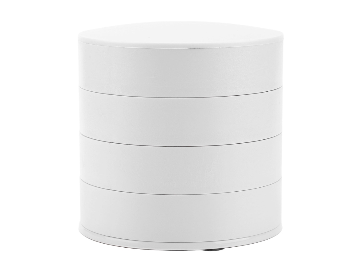 Organizador De Joyas Giratorio 4 Capas 360 Grados Caja Redonda Anti-polvo Con Tapa Para Oficina Hogar Blanco