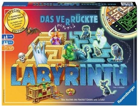 Ravensburger Labyrinth Glow in the dark 26687 juego de mesa laberinto brilla oscuridad diseño familia con colores luminosos niños y partir 7 años ravensburguer aleman