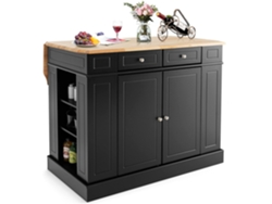 Isla de Cocina con Almacenamiento con Encimera de Madera, Cajones, Carrito de Cocina con Estantes Ajustables de 3 Niveles COSTWAY