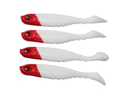 2026rebe-4pcs Cebo Suave T Tail Lure Ar48 Swimbait 75mm 3.2g Para Pesca En Agua Dulce Y Salada Cabeza Roja