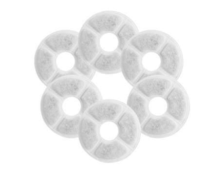 Pack de 6 filtros para bebederos de agua de mascotas.