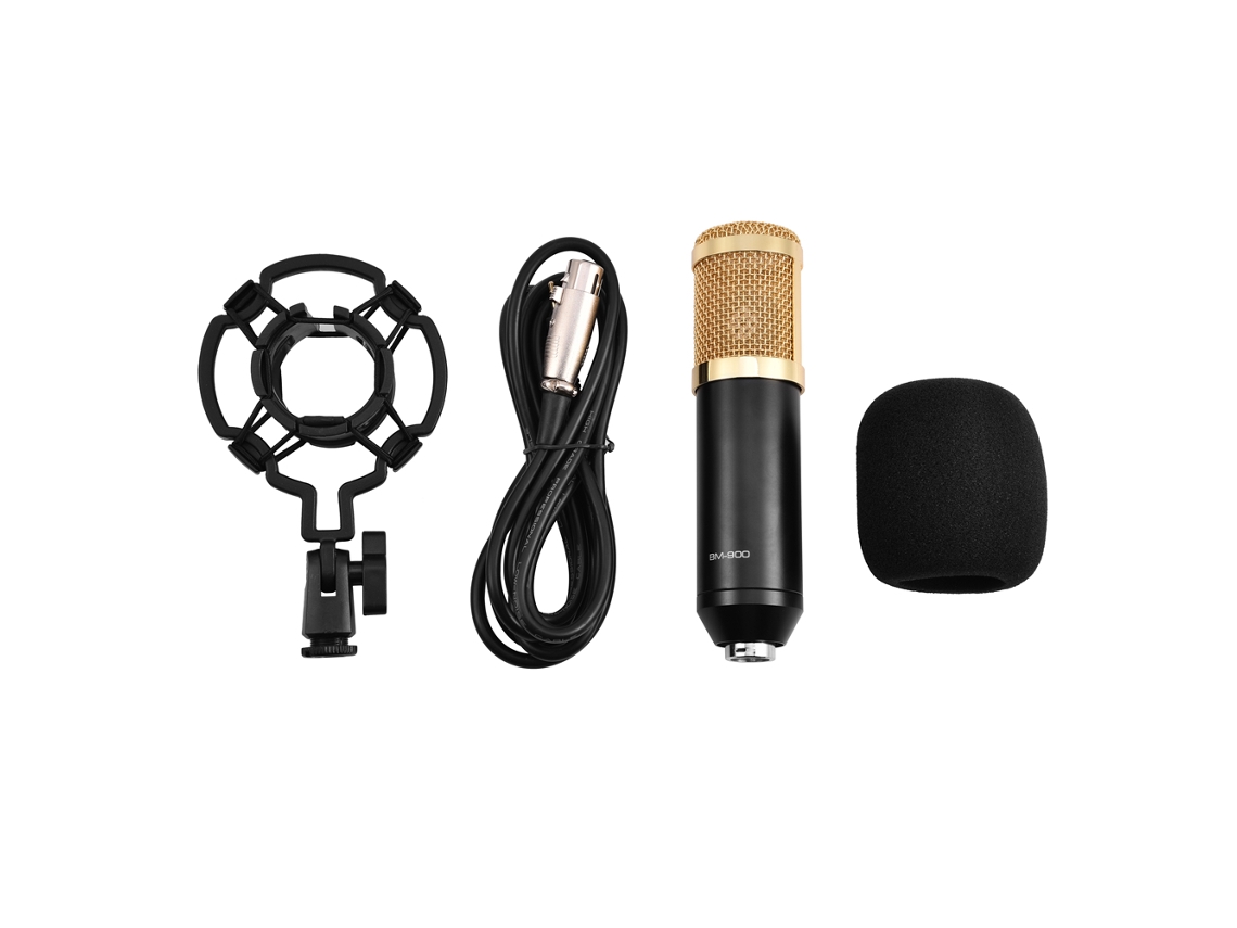 Microfone Condensador Com Fio 3.5mm Para Estúdio Gravacao Com Suporte Anti-shock Para Computador