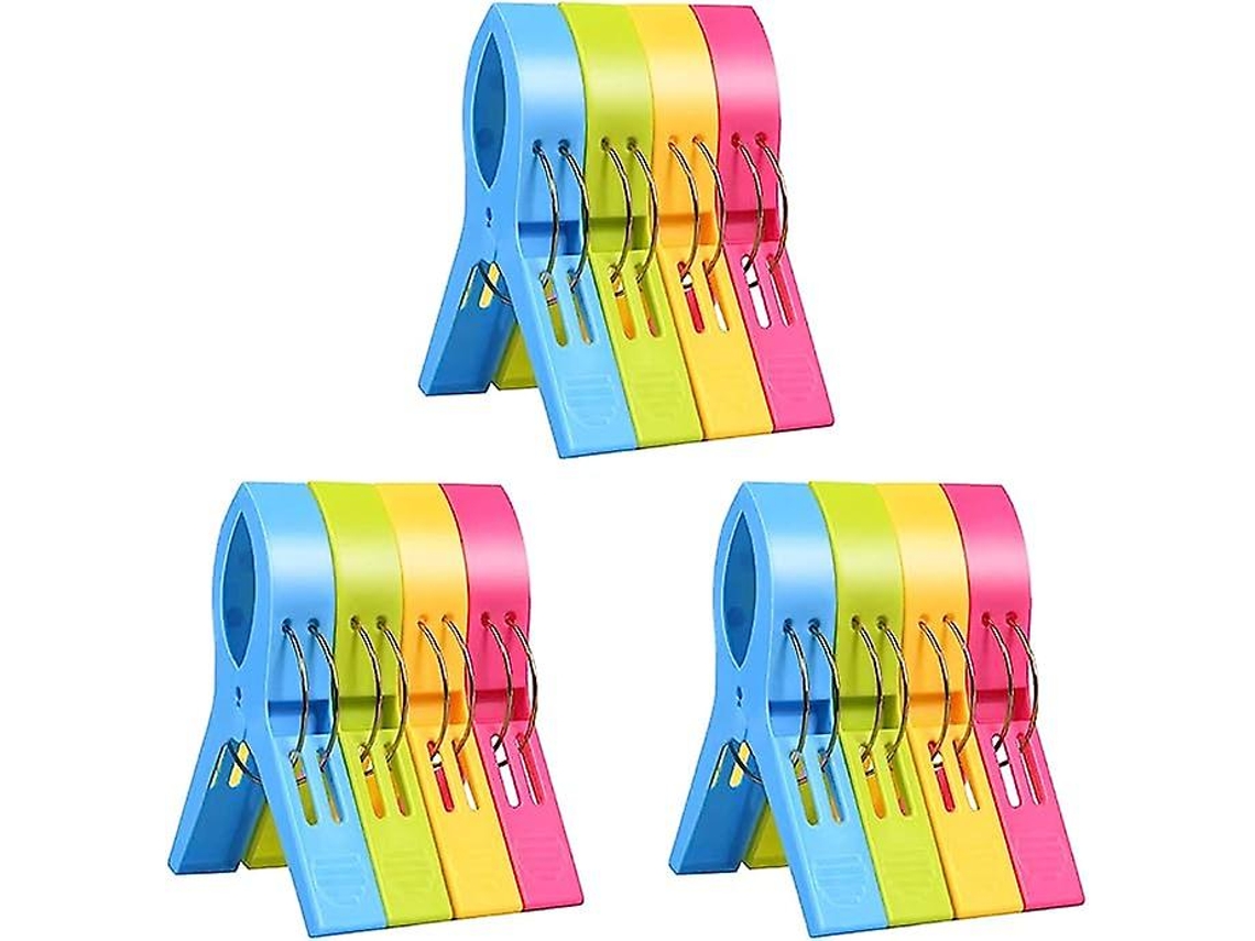 Rebe-pinzas Para Toallas De Playa, Resistentes, Clip Antiviento De Plástico Grande Para Toallas, Colchas, Ropa Y Manteles (12 Unidades)