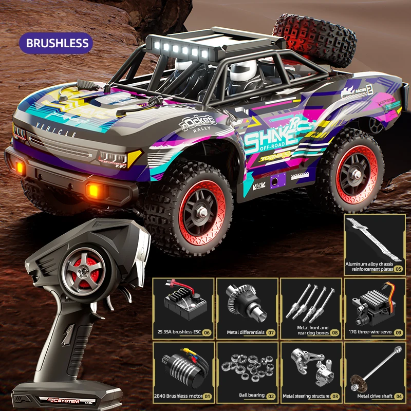 (roxo Sem Escovas) Carro De Corrida Profissional Off-road 4x4 Com Controle Remoto, Veículo De Alta Velocidade
