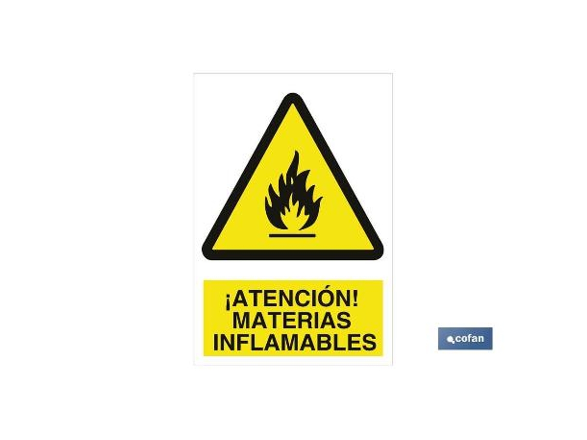 Señal poliestireno 297x210 ¡atención! materias inflamables