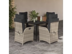 Juego de comedor de jardín de 5 piezas DKD Home Decor con cojines gris claro