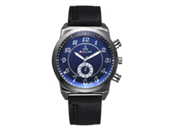 Reloj De Cuarzo Para Hombre Con Correa De Cuero Pu Moda Dial Doble Negro Azul