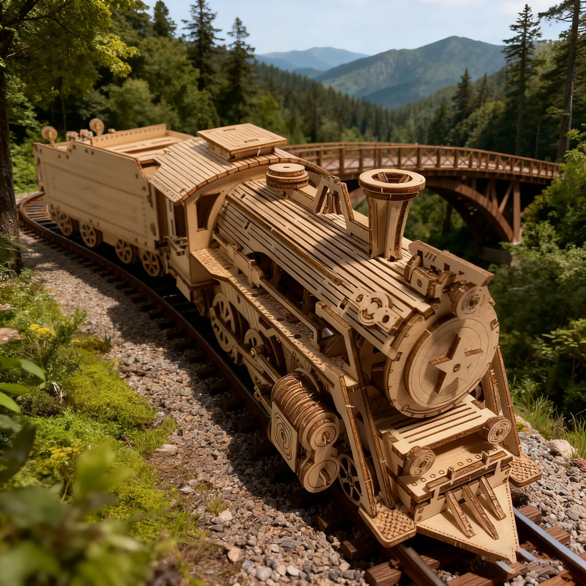 Rompecabezas De Tren De Madera 3d, Juguete De Construcción De Camiones De Madera.