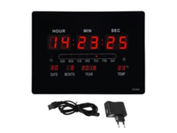 Reloj de pared eléctrico silencioso con calendario perpetuo y pantalla de temperatura y humedad, 110-220 V con enchufe europeo.
