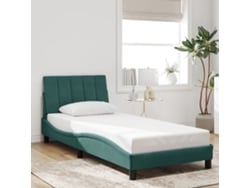 Estructura De Cama Sin Colchón Terciopelo Verde Oscuro 80x200cm