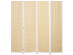 Divisória Ambientes 4 Painéis Bambu Trançado Mão 180x180cm Branca