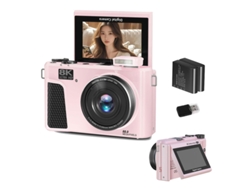 Cámara Digital Wd3 Szsmart 8k 88mp Autofocus Vlogging Con Wifi, Pantalla Flip 180° 3" Y Zoom 18x Para Youtube + 2 Baterías - Rosa