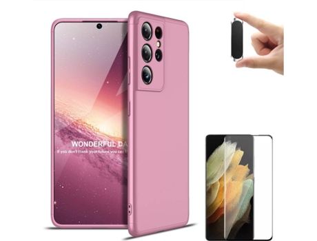 Carcasa, Protector y Soporte Samsung S21 Ultra Slim armor 360º Rosa