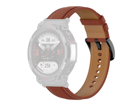 Correa de piel auténtica ajustable con herramienta para Huami Amazfit T-Rex 2 - marrón oscuro