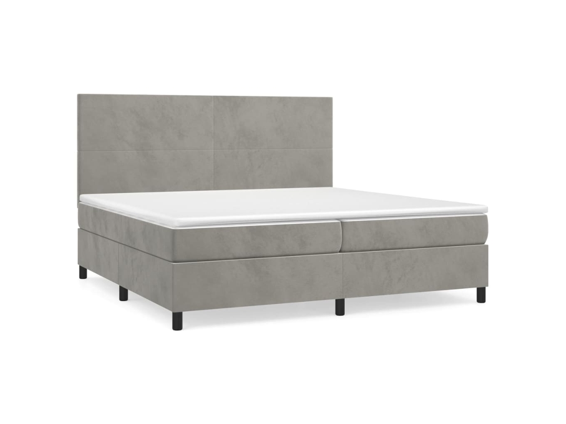 Maison Exclusive - Cama Box Spring Con Colchón Terciopelo Gris Claro 200x200 Cm