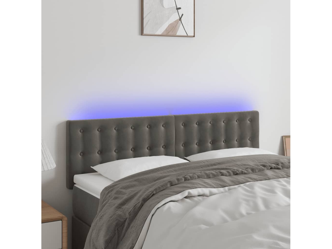 Cabecero Con Led De Terciopelo Gris Oscuro 144x5x78/88 Cm