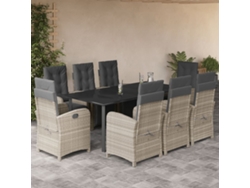 Juego de comedor de jardín de 9 piezas DKD Home Decor con cojines gris claro