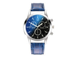 Reloj De Pulsera Para Hombre De Cuarzo Con Correa De Pu, Dial Redondo, Moda (negro+azul)