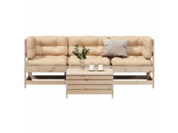 Conjunto de jardín de 4 piezas con cojines en pino macizo DKD Home Decor