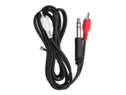 Cable De Audio De 1,5 M, Conector Macho De 6,35 Mm A 2 Conectores Rca Macho, Pvc Ofc Chapado En Oro.