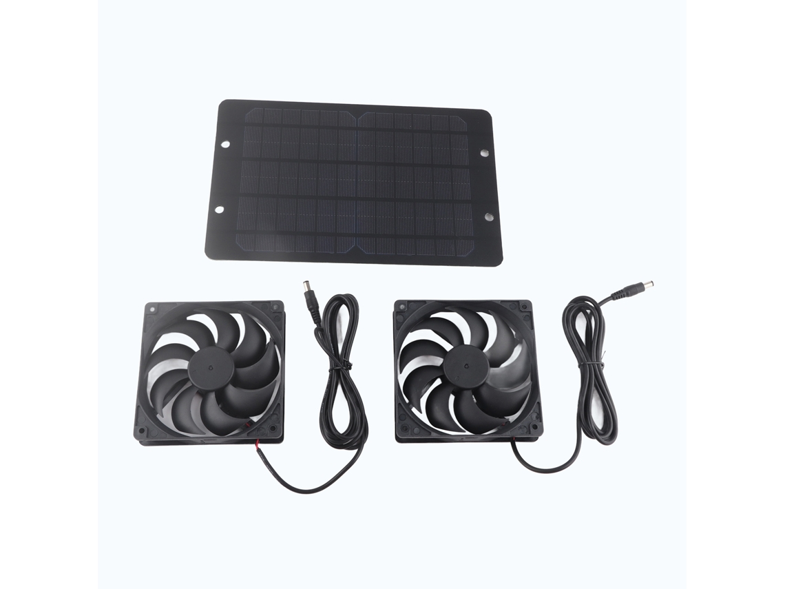 Kit de ventiladores con panel solar de 10 W, extractores de aire dobles para invernaderos (sin marca)