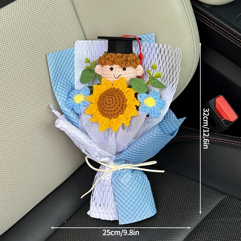 Flores Tejidas A Mano, Regalo De Graduación, Flor De Ganchillo, Ramo Tejido A Mano Terminado