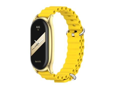 Correa de reloj inteligente para Xiaomi Mi Band 8 Mijobs Plus Funda de silicona marina Correa de reloj transpirable (oro amarillo)