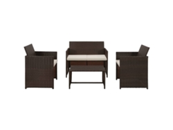 Conjunto 8 muebles de jardín VIDAXL y cojines ratán sintético marrón