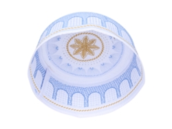 Gorro Musulmán Azul Bordado Para El Culto Diario, Poliéster Y Algodón, Ventilado.