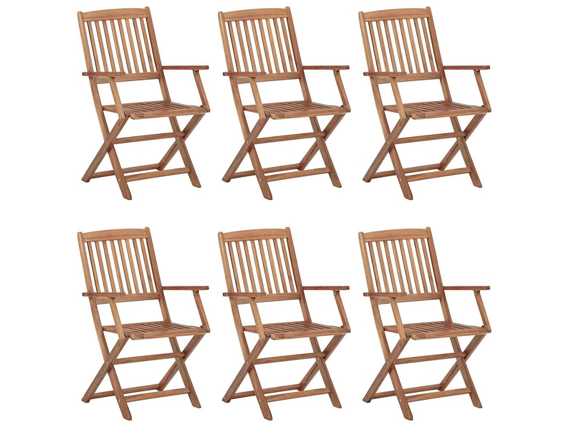 Maison Exclusive - Sillas de jardín plegables con cojines, 6 piezas, madera maciza de acacia