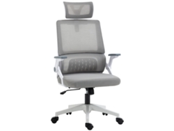 Silla De Oficina De Malla Con Reposacabezas, Gris.