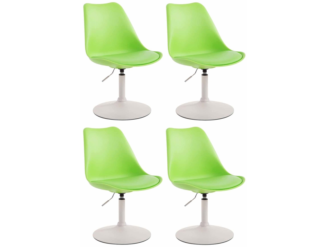 Juego de 4 sillas de comedor Maverick de plástico verde/blanco CLP