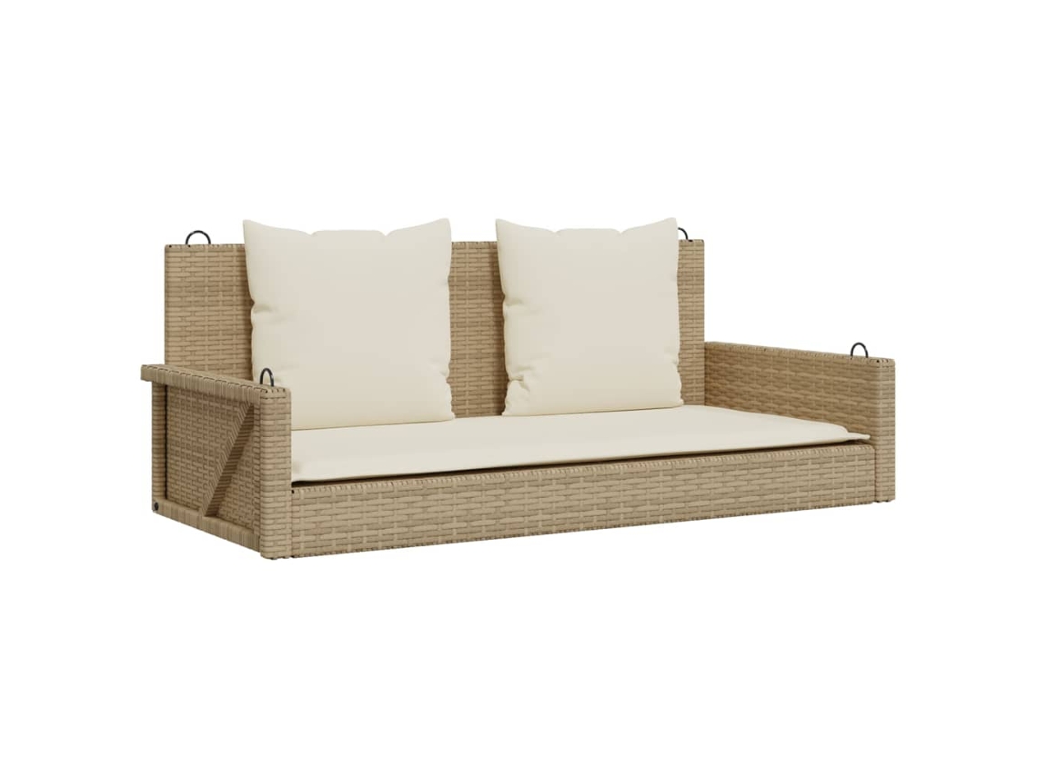 Maison Exclusive - Banco Columpio Con Cojines Ratán Sintético Beige 119x56x48 Cm