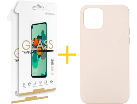 Kit Funda + 2 Protectores de Pantalla Apple iPhone 11 Pro Max SKYHE Liso (Rosa Crema)