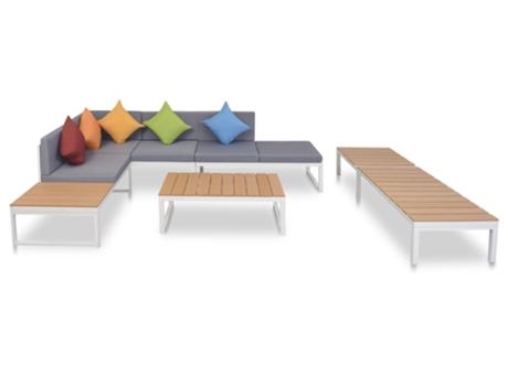 Conjunto 5 de muebles de jardín VIDAXL y cojines aluminio y WPC
