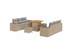 Maison Exclusive - Conjunto De Sofá De Jardín Con Cojín 9 Pcs Beige Y Gris Claro
